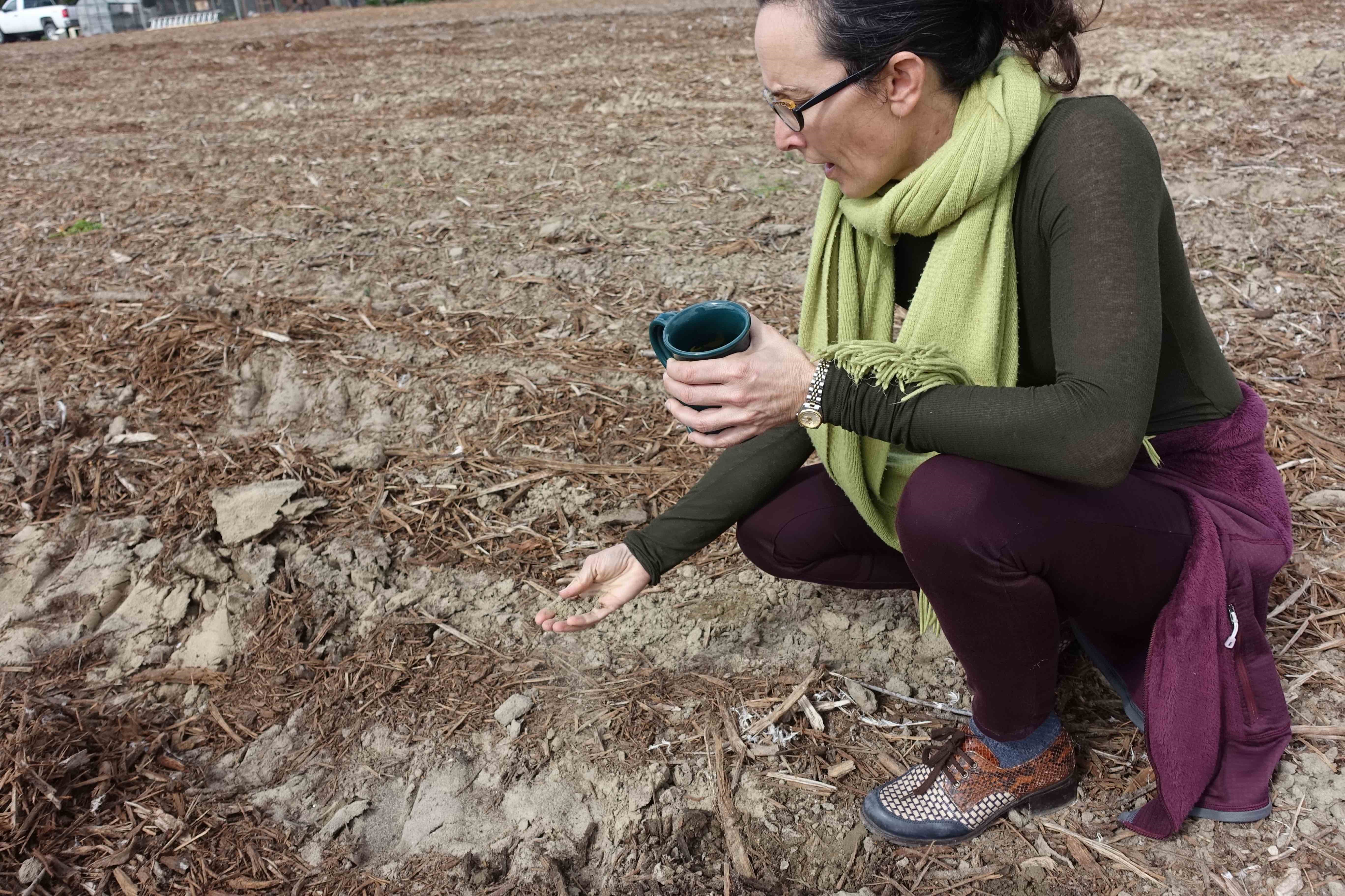 Gemperle examines soil texture.